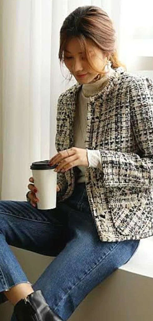 TWEED jacket with jeans casual