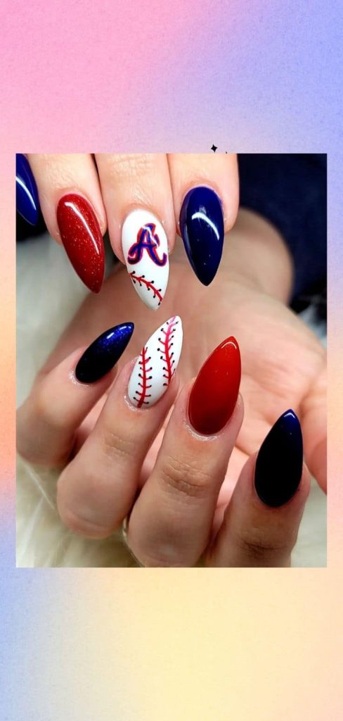 Mountain Peak baseball nail design