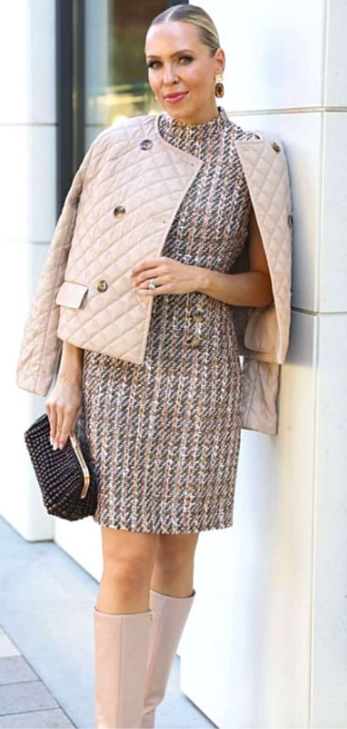 chanel tweed jacket and boots