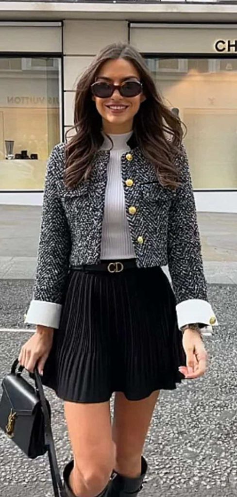 PREPPY STYLE tweed jacket outfit