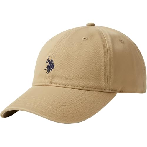 U.S. Polo Assn. mens U.s. Polo Assn. Washed Twill Cotton Adjustable Hat With Pony Logo and Curved Brim Baseball Cap, Khaki, One Size US