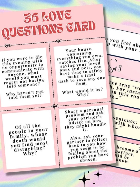 🆓 Free download! 36 questions to fall in love printable (+card version!)