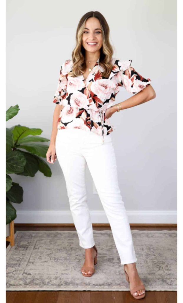 white jeans workplace outfit