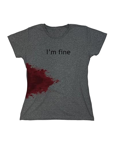 I'm Fine Zombie Slash Graphic Women's Scary Horror Movie Halloween Costume Funny T-Shirt 2XL Heather Sport