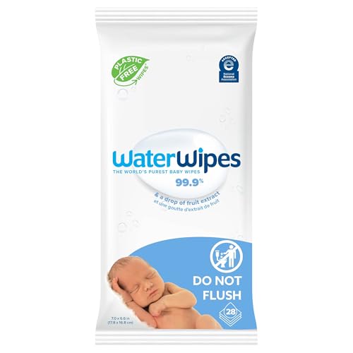 WaterWipes Sensitive+ Newborn & Baby Wipes, 3-In-1 Cleans, Cares, Protects, 99.9% Water, Unscented & Hypoallergenic, 28 Count
