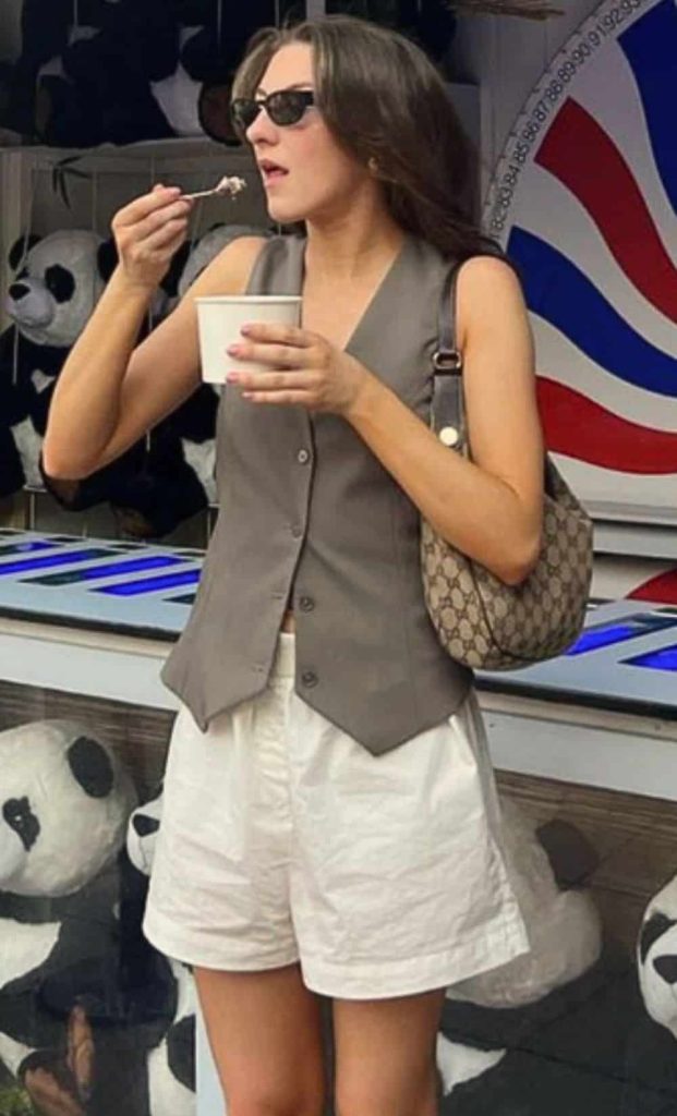 waistcoat with shorts casual outfit