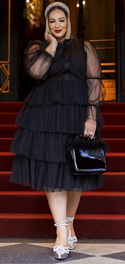 BLACK monochrome tulle skirt outfit