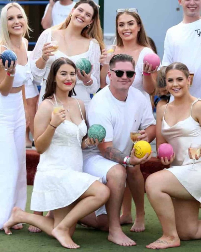 all white lawn bowl party outfit