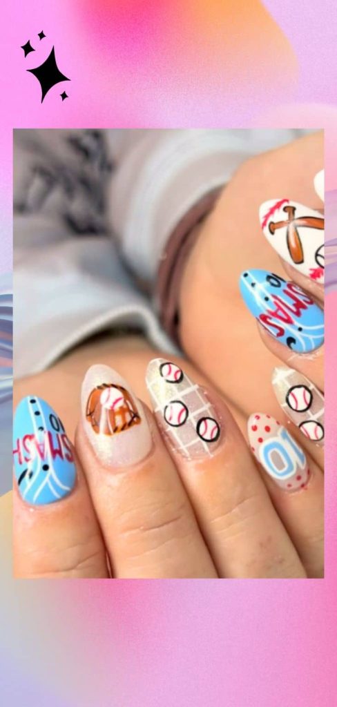 Baseball bat nail design