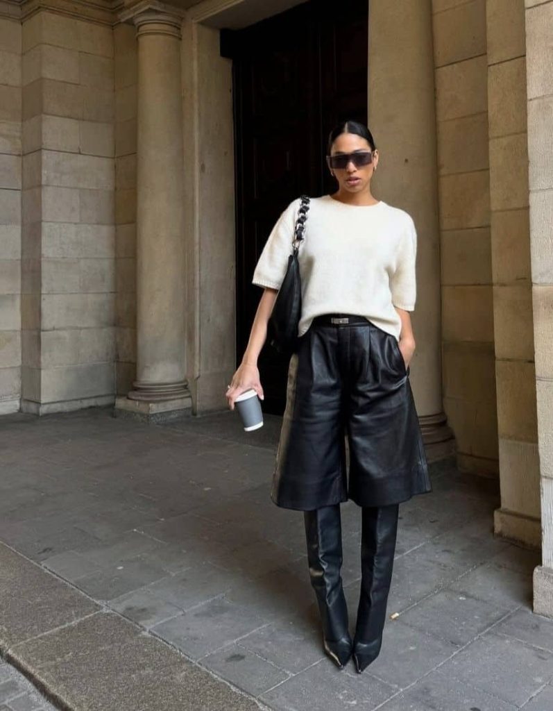 SWEATER and bermuda shorts