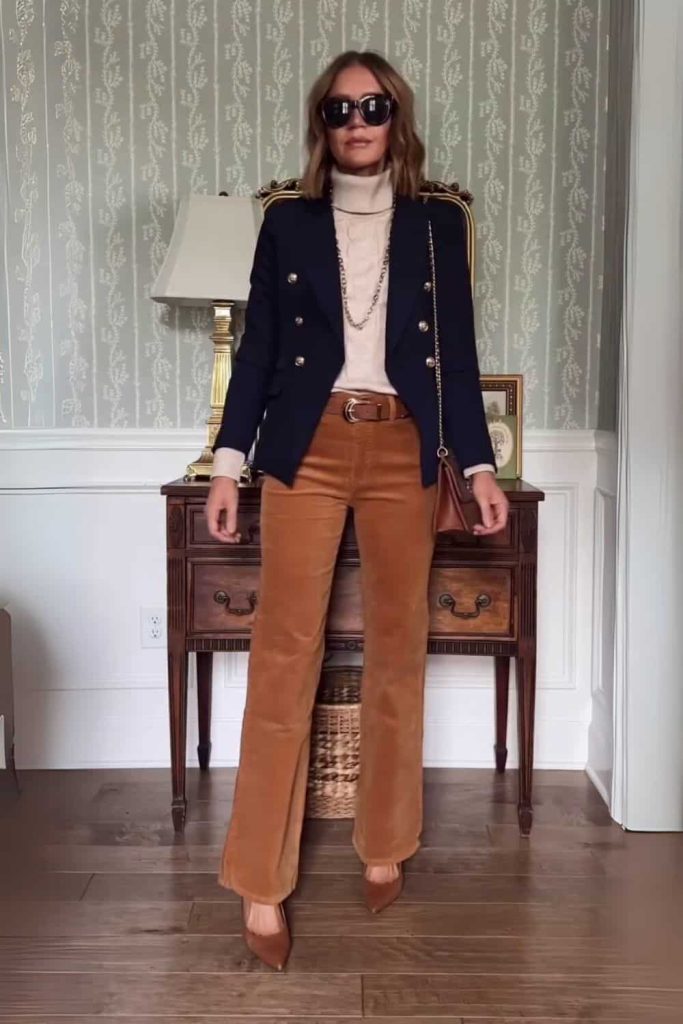 BLAZER and corduroy pants outfit
