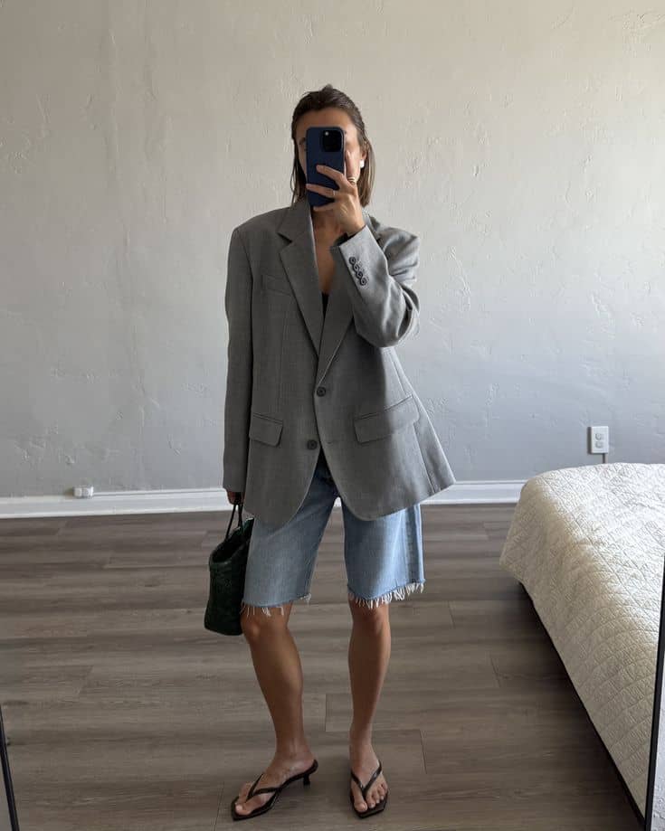 blazer and denim bermuda shots