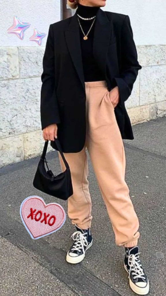blazer and jogger pants outfit work women