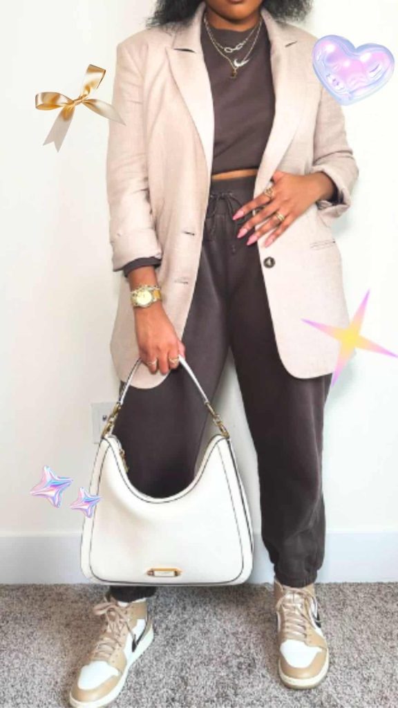 blazer and jogger pants outfit work women