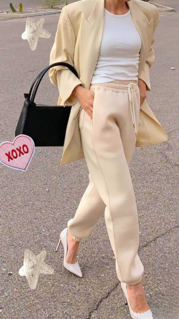 blazer and jogger pants outfit work women