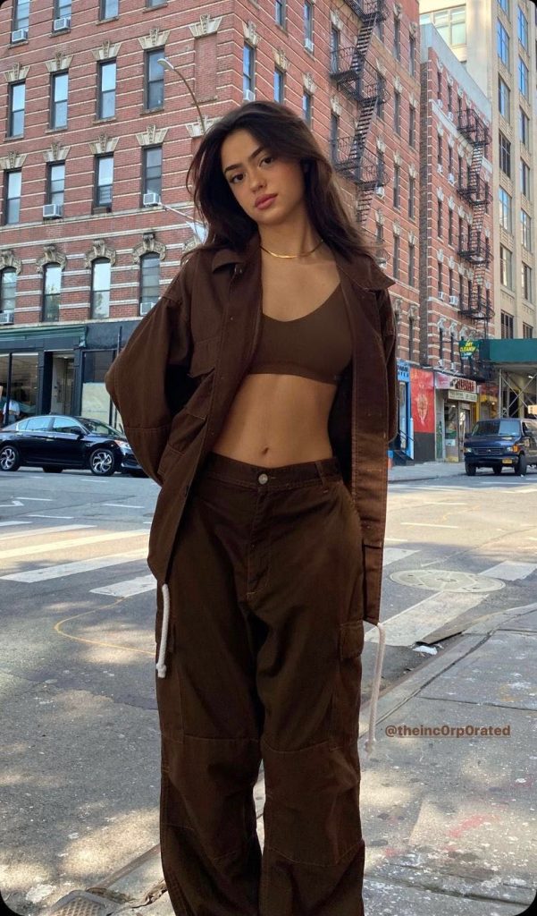 brown sport bra and pants