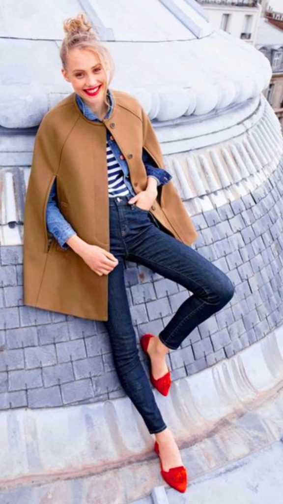 cape coat winter outfit ideas jeans