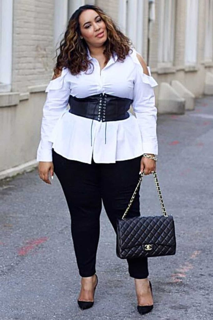 plus size corset belt outfit