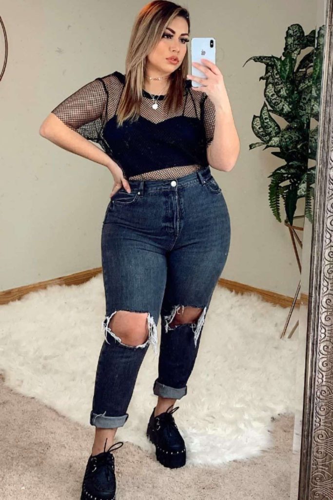 curvy woman mesh top
