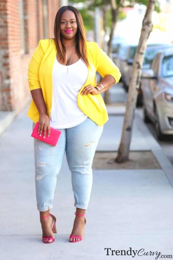 plus size clubbing jeans casual blazer