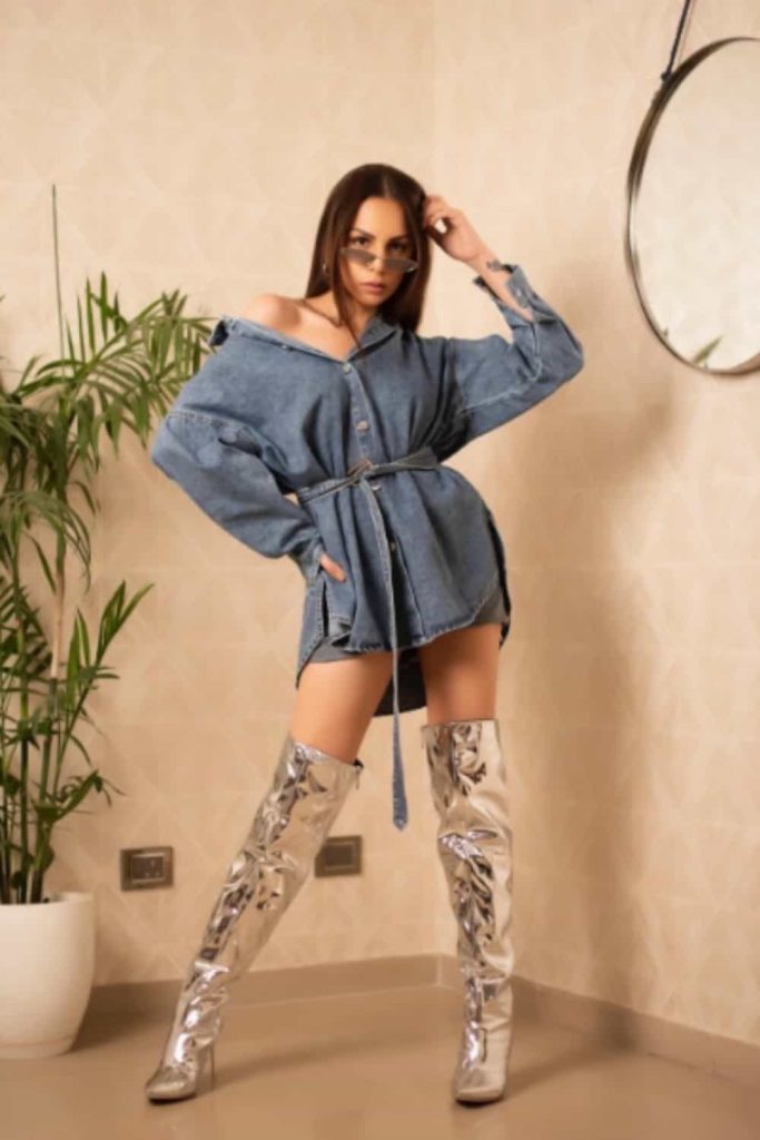 THIGH-HIGH RHINESTONE BOOTS