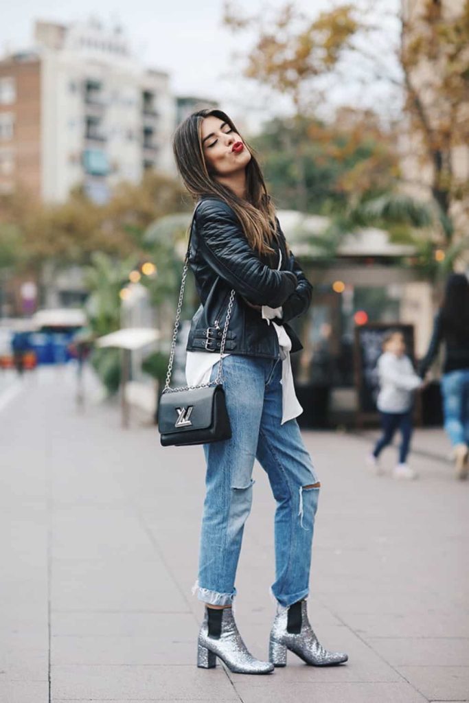 RHINESTONE BOOTS IN CASUAL ENSEMBLE