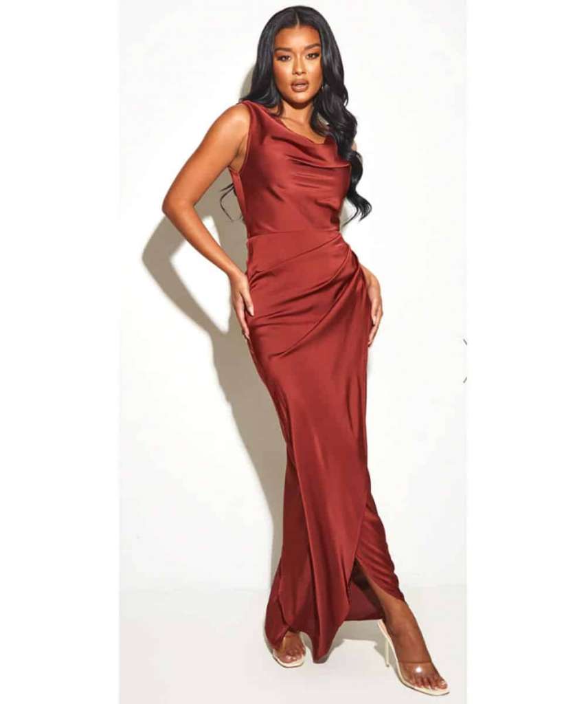 satin dress winter feminine look