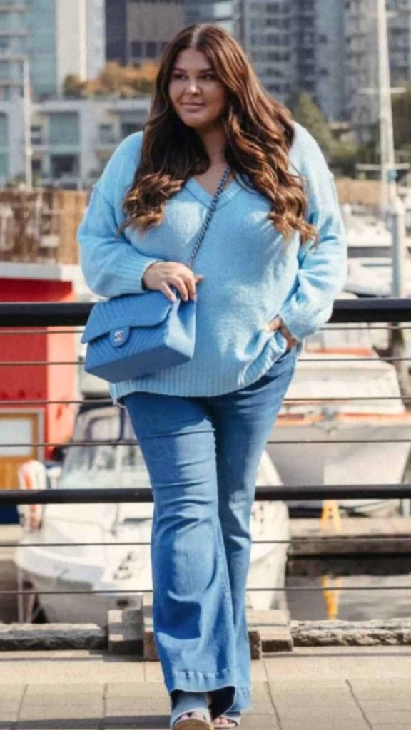 BLUE MONOChrome outfit plus size jeans