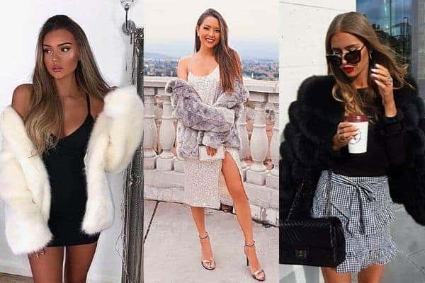 How to wear a fur coat with a dress?