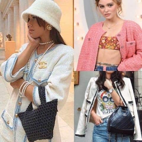 how to wear Chanel style tweed jacket, how to wear tweed coat with jeans women