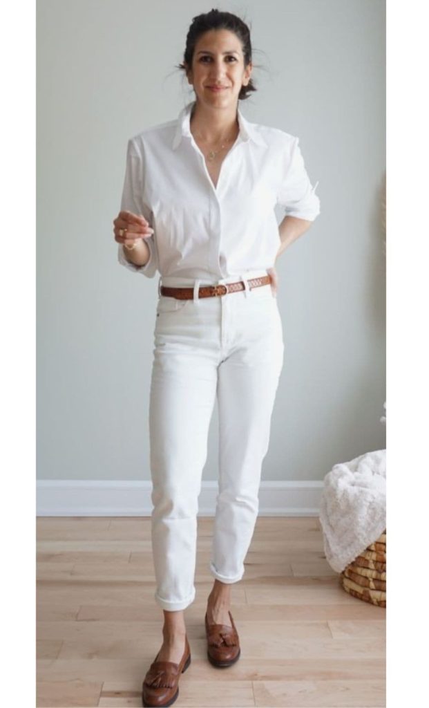 White jeans office outfit