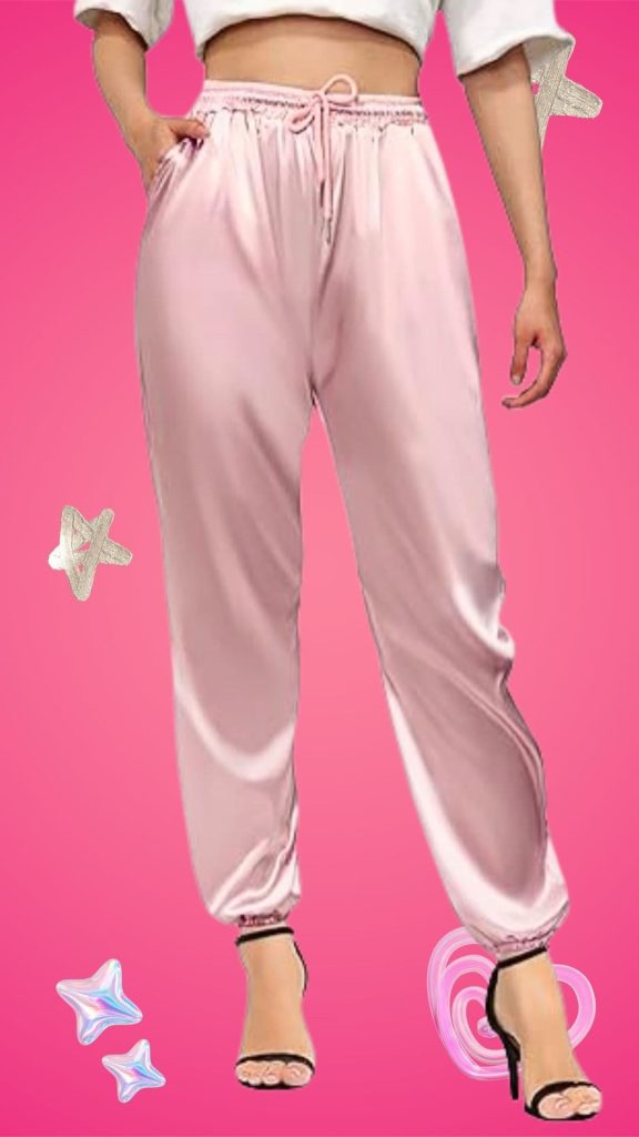 satin work jogger Amazon