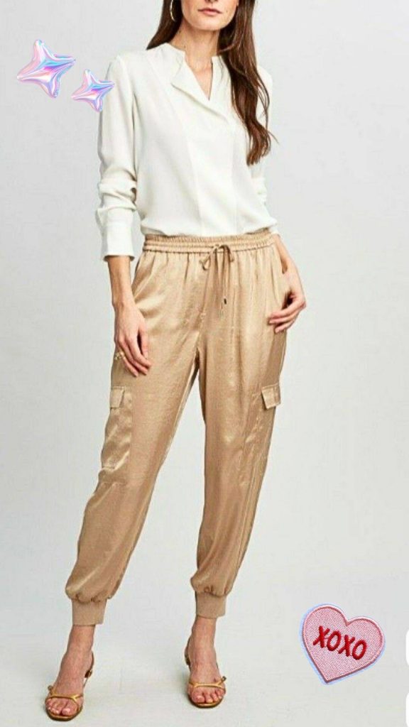 satin jogger outfits for work