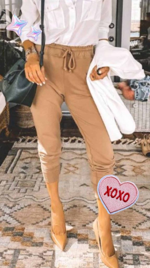 jogger pants outfit heels