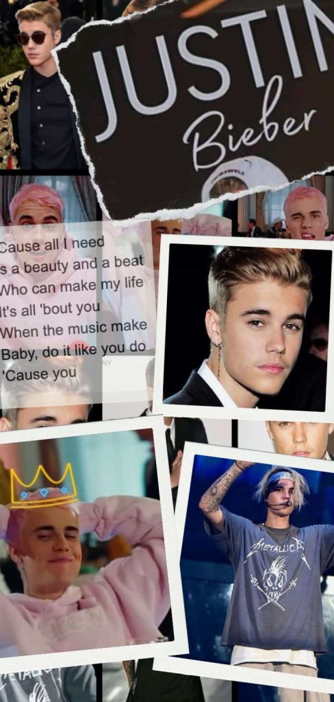 Justin Bieber collage and lyrics