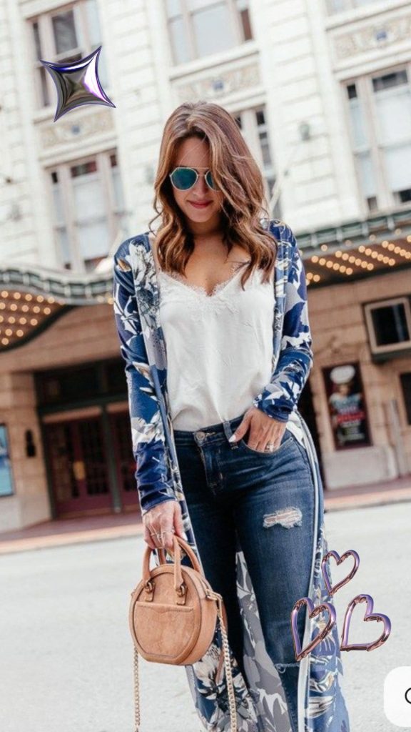 kimono and jeans outfits