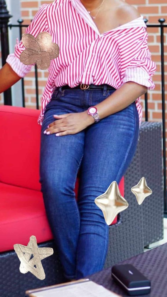 off-shoulder oxford shirt