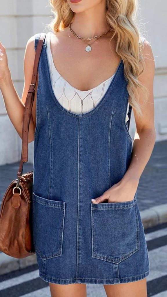 denim pinafore dress