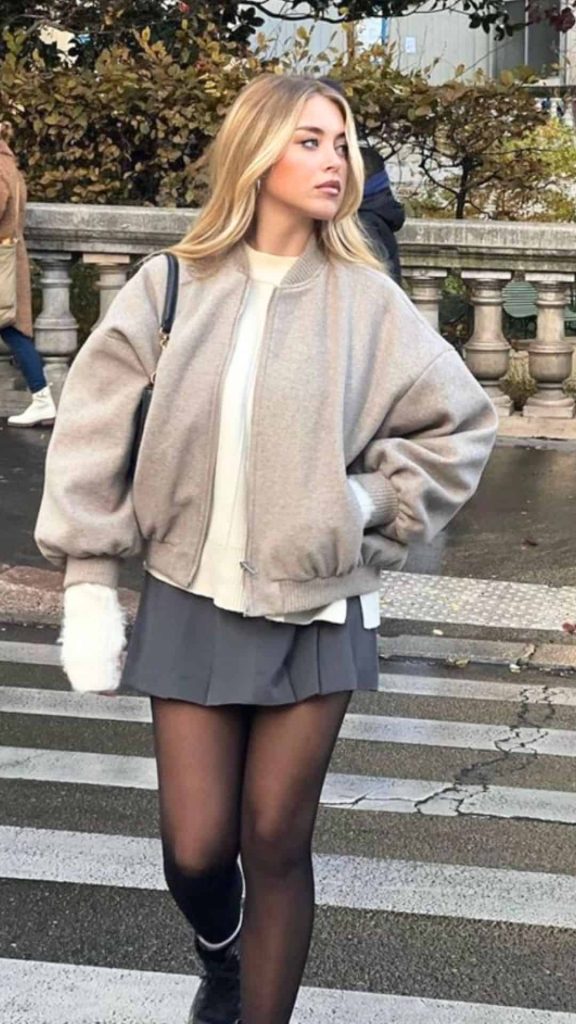 pleated skirt winter ootd