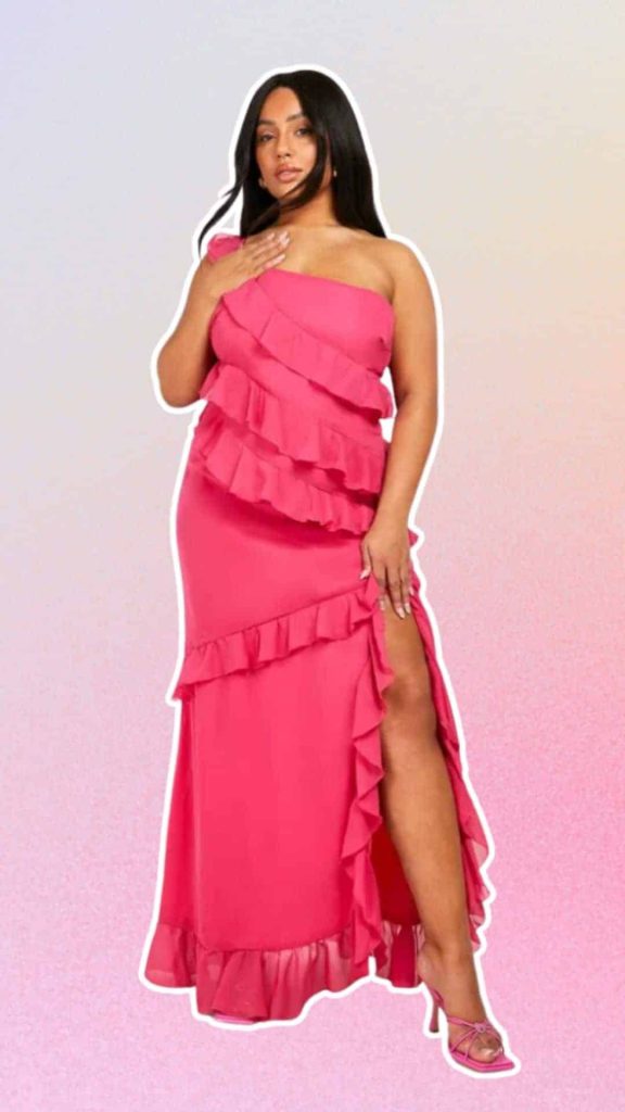 Ruffle One Shoulder Maxi Dress