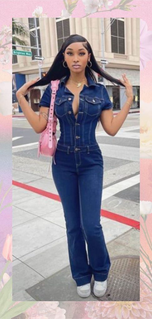 DENIM jumpsuit black girl outfit freaknik