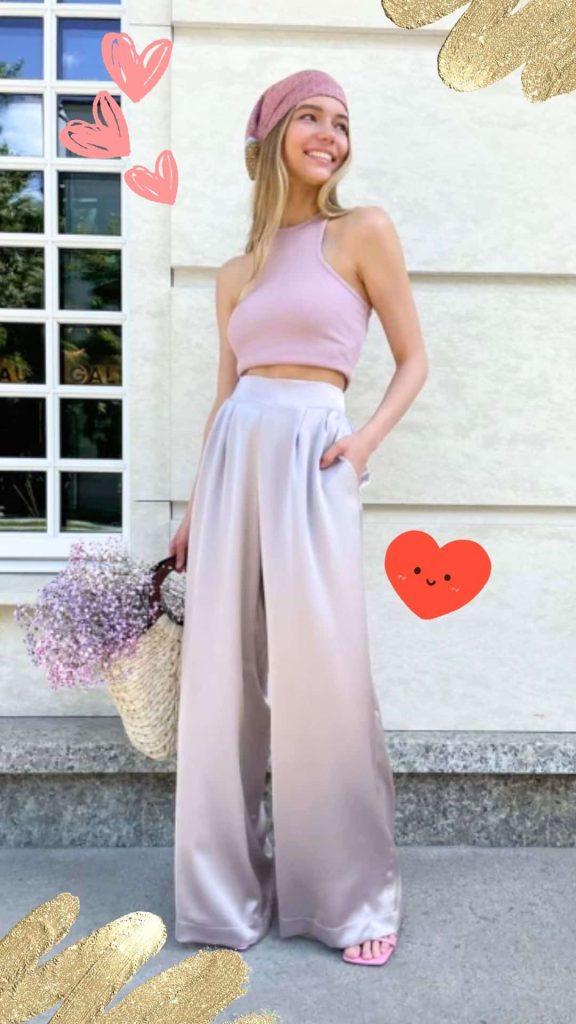 silk & satin pants outfit ideas