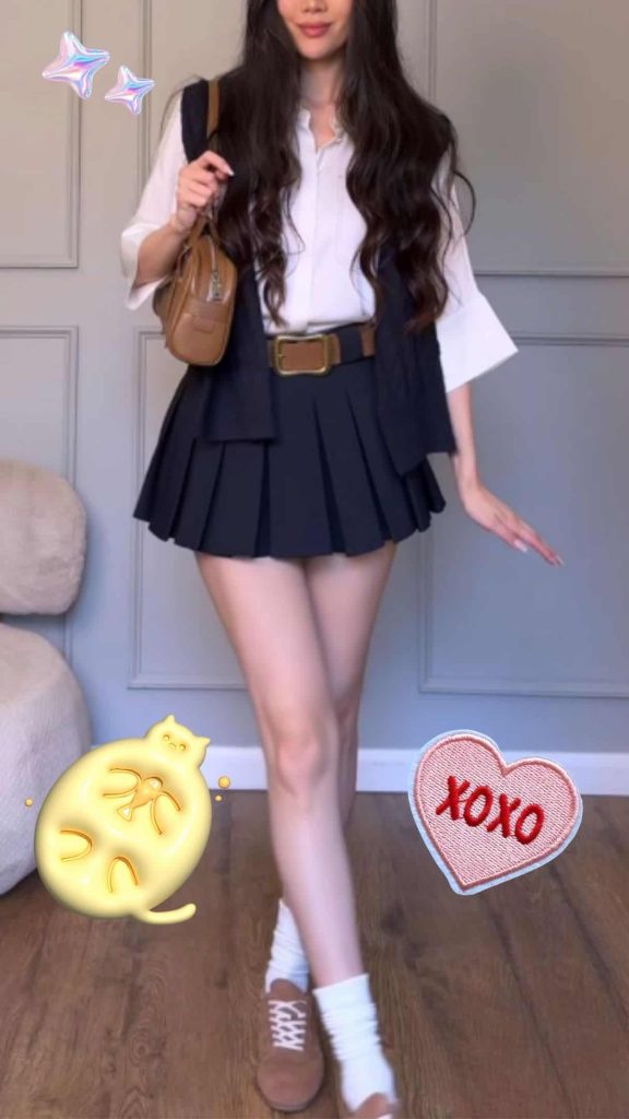 study date outfit pleated skirt