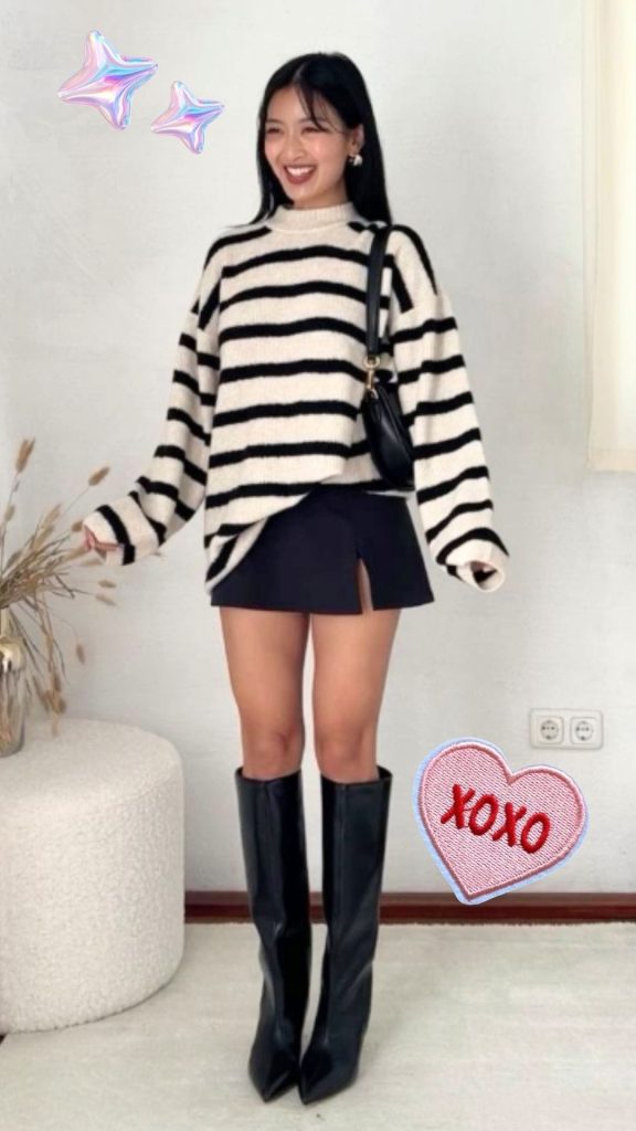 study date outfit striped top