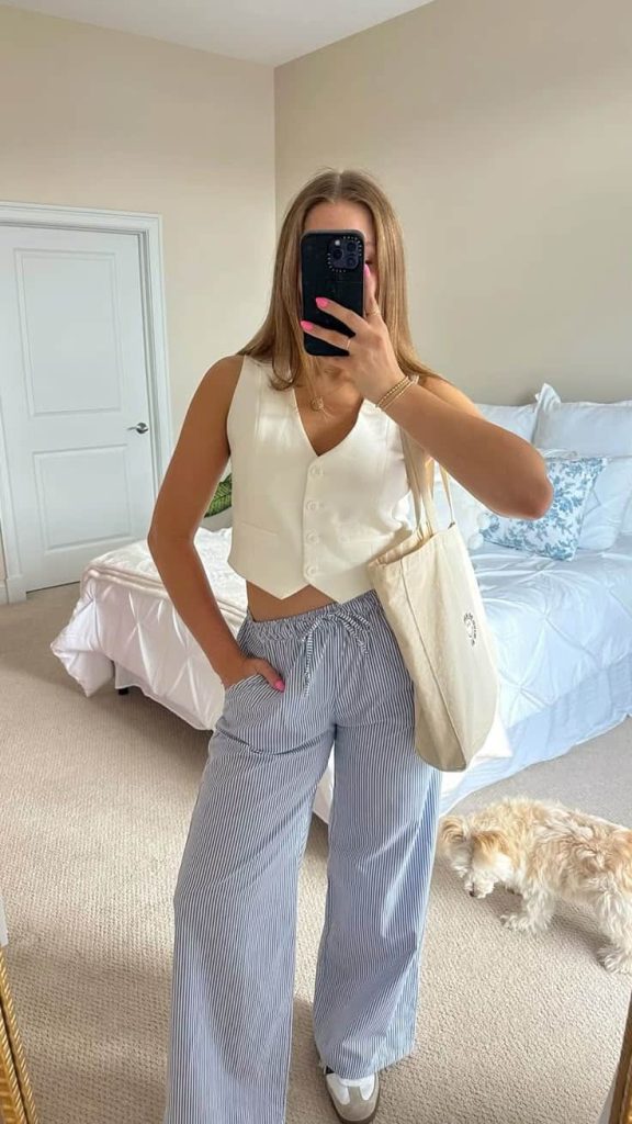 what to wear with striped pants