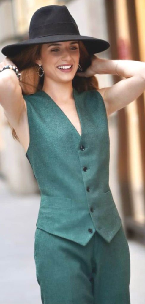 green monotone waistcoat set