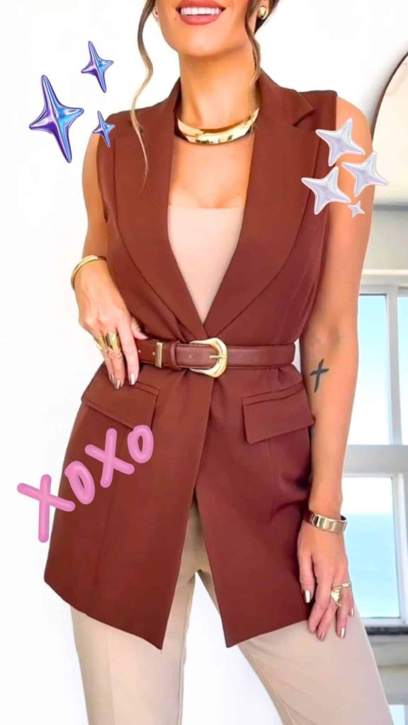 waistcoat with belt women fashion