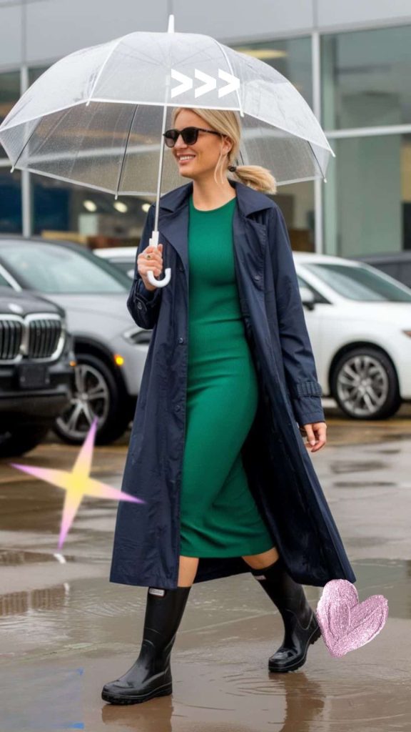 rainy wedding guest outfits