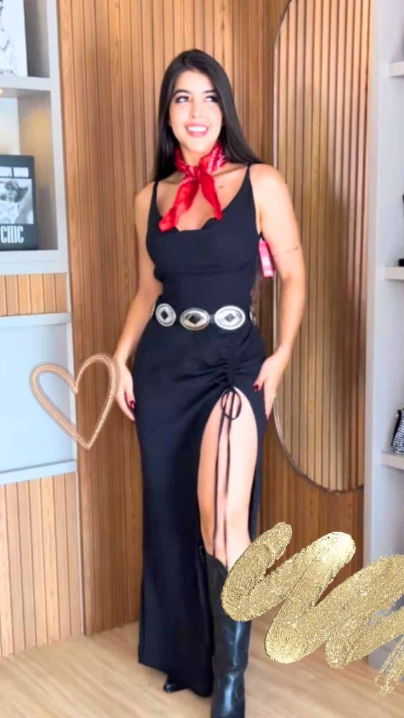 Western dress with scarf