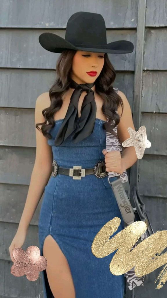 Western dress with scarf